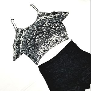 Black & White Floral Crop Top